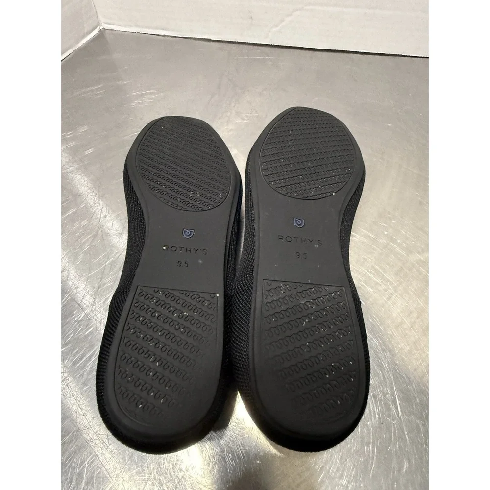 Rothy’s Black Knit Ballet Flats with Blue Trim